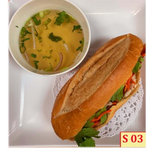 S03. SHREDDED PORK SKIN SANWICH (With SIDE of SOUP or POP)  - BÁNH MÌ BÌ